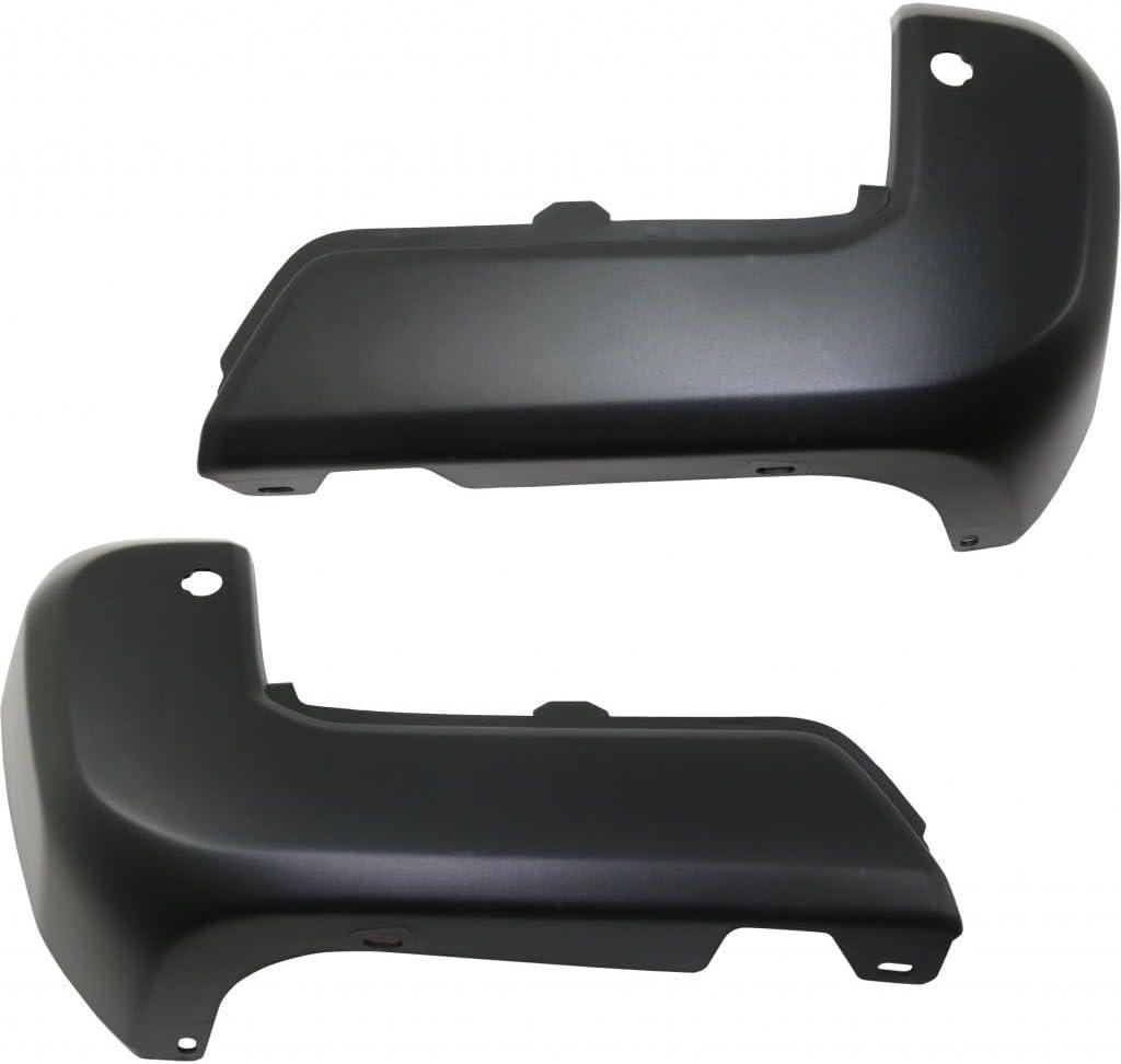 For Toyota Tacoma Bumper End 2016 17 18 19 2020 Driver and Passenger Side Pair/Set | Rear | Textured | Plastic | w/IPAS Holes | TO1105138, TO1104138 | 5215504900, 5215604900