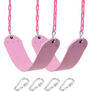 2 Pack Pink Swings Seats Heavy Duty 66 Inches Chain Plastic Coated - Playground Swing Set Accessories Replacement with Snap Hooks (Pink)
