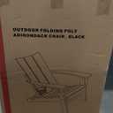 Folding Adirondack Chairs, All-Weather Resistant HDPE Patio Firepit Chairs, Sturdy Outside Chairs with Cup Holder, Pre-Installed Lawn Chairs Load Capacity 385lb for Backyard, Black (1 Pack)