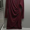 LaiyiVic Bodycon Midi Dress for Women 3/4 Sleeve Crew Neck Wrap Work Knee Length Elegant Dresses (Small, Burgundy5755)