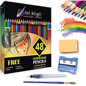 Art Magic Watercolor Pencils, Set of 48 Professional Colored Pencils for Adult and Teens, Premium Art Supplies for Coloring, Blending and Layering