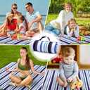 Oversize Picnic Blankets with Foldable,MEIRILE Waterproof Blanket Made of PEVA for Camping,Park, Beach,Grass,Outdoor(60"*80") (Blue-White, 60"X80")