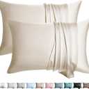WLOSJ 100% Silk Pillowcase for Hair and Skin Set of 2 Queen Size 19 Momme Mulberry Silk Pillow Case Soft Breathable Cooling with Hidden Zipper Set of 2, Beige