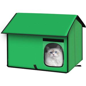 Outdoor Pet Shelter, Waterproof Portable Cat House, Collapsible Indoor Kennel with Window for Small Dogs, Rabbits, Cats (Green, L with Escape Door Design)
