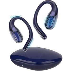 Open Ear Headphones Bluetooth 6.0 Immersive Stereo, 2026 Wireless Sports Earbuds with Wide Area Tap, 45Hrs Lightweight Comfort Ear Buds with ENC Mic, IPX7 Waterproof Earphones for Gym/ Running Blue