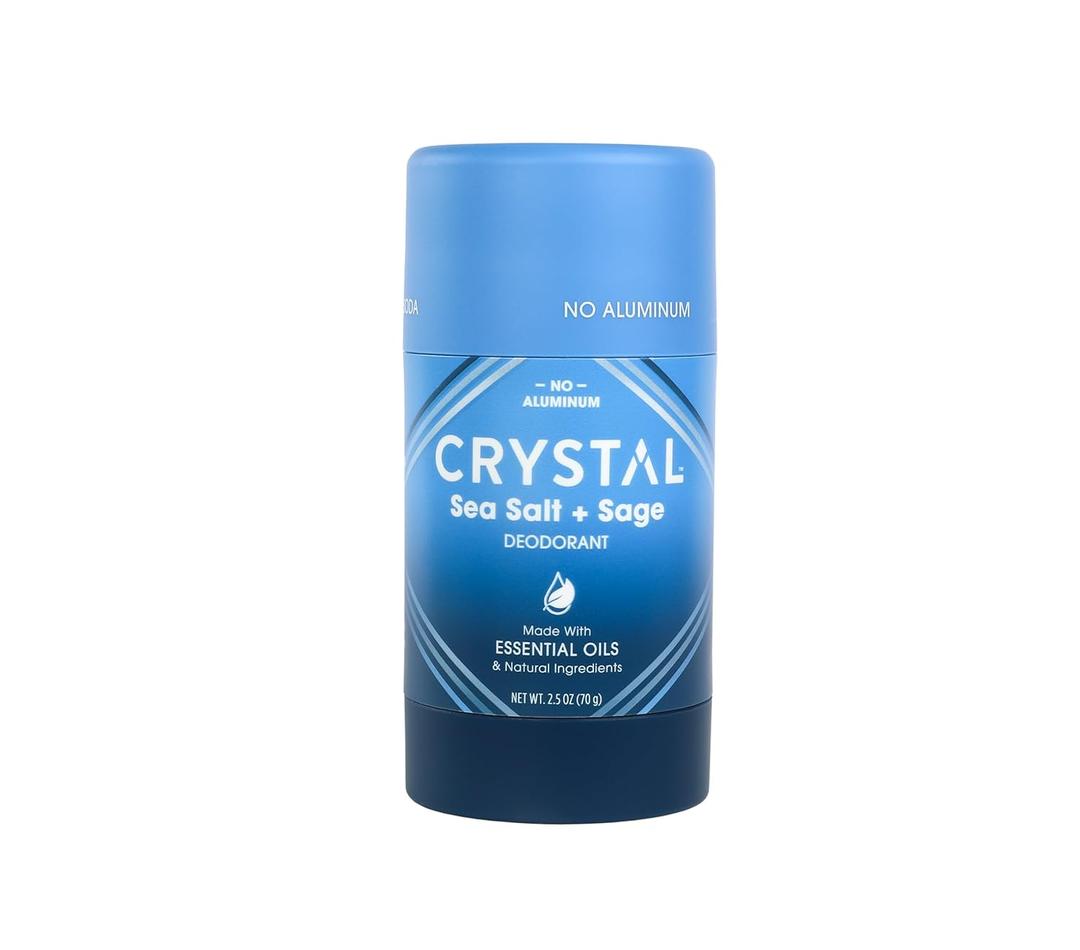 Crystal Magnesium Solid Stick Natural Deodorant, Non-Irritating Aluminum Free Deodorant for Men or Women, Safely and Effectively Fights Odor, Baking Soda Free, Sea Salt + Sage, 2.5 oz (2.5 Ounce (Pack of 1))