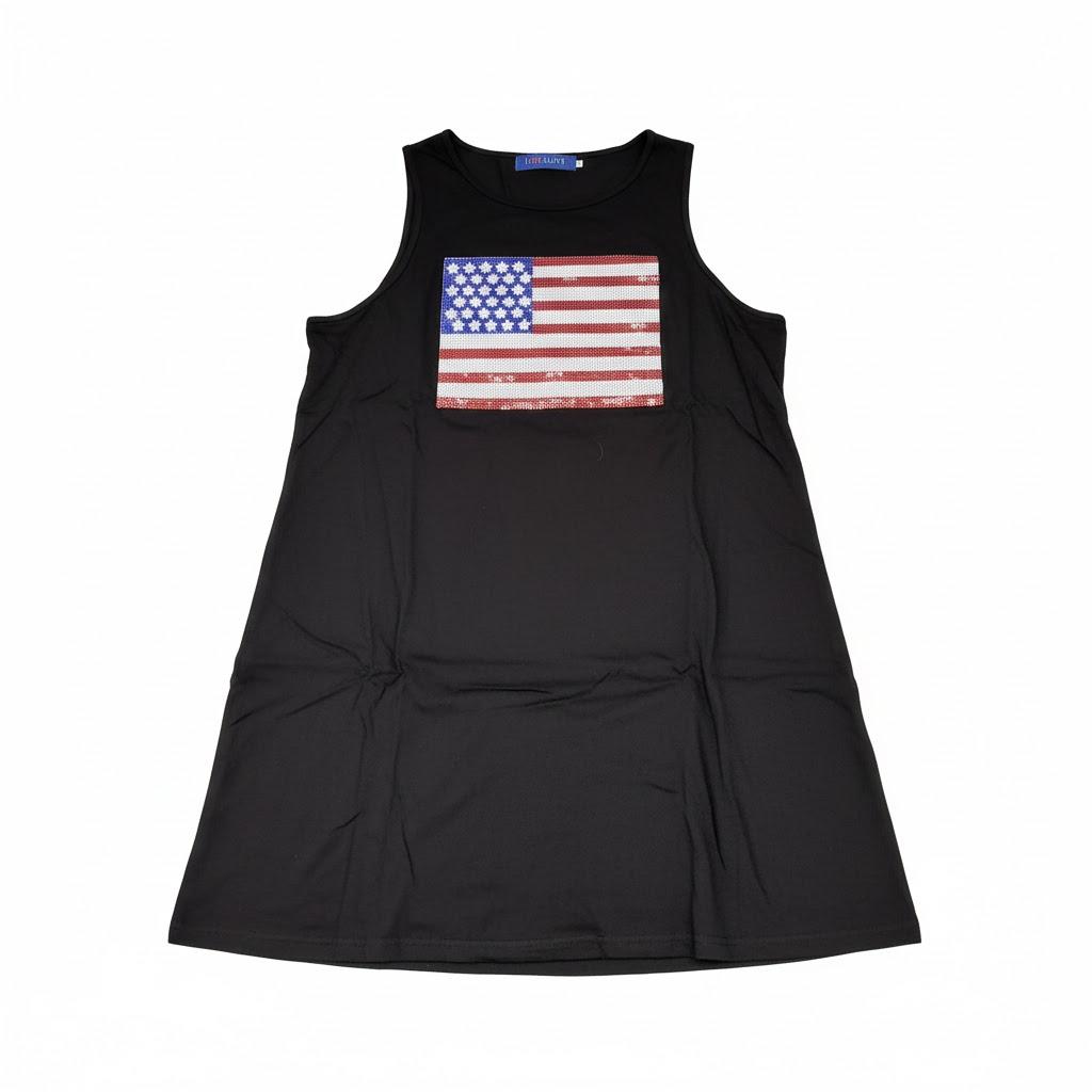 Women's Independence Day American Flag Sequin Shirt USA Sequins Star Shirts Tee for Women L