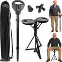ALEVMOOM Upgraded Walking Cane with Seat, Capacity 440lbs Foldable Cane Chair for Adults, Portable Seats for Seniors, Easy Carry Stick for Hiking Traveling Camping (Black)