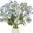 12PCS Poppy Flowers Artificial 23" Real Touch Stems Faux Poppies Silk Flowers for Home Decor Indoor (Blue)