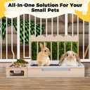 Upgraded 3-in-1 Rabbit Hay Feeder with Litter Box, Sturdy Wooden Hay Feeder Set for Guinea Pigs, Chinchillas, Hamsters, Ferret, Rabbits and Other Small Animal