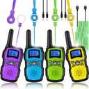 Wishouse Walkie Talkies for Kids Adults Rechargeable Long Range 4 Pack with 2 USB Chargers 12 Batteries,Family Walky Talky,Outdoor Camping Games Indoor Toys Birthday Xmas Gift for Boys Girls Children (Purple Blue Green Yellow)