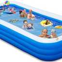 Extra Large Inflatable Pool with Pump, Lylting 158"x74"x22" Big Outdoor Blow Up Pool for Adults, Full Size Family Inflatable Swimming Pools for Backyard Home Garden Lawn Indoor Outdoor