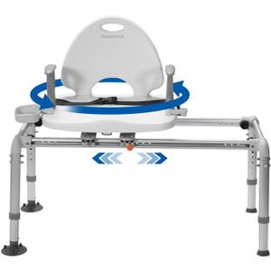 Heavy Duty Sliding Transfer Bench with Swivel Seat, Rotating Sliding Shower Chair and Bath Safety Seat with Non-Slip Suction Cup