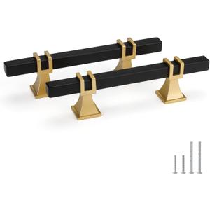 Goldenwarm 10 Pack 3 Inch Black and Gold Cabinet Pulls Zinc Alloy Matte Black and Gold Cabinet Handles Dresser Drawer Pulls Kitchen Drawer Handles