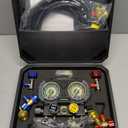 Lichamp HVAC Gauges with 5 FT Hoses, AC Manifold Gauge Set R134A R1234 R410A and R32 Refrigerant Gauges