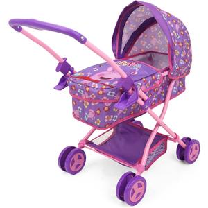 Peppa Pig Doll Pram - Foldable Stroller for 18 in Dolls with Canopy, 22x10.2x19.3 inches