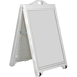 White Double-Sided Sidewalk A-Frame Sign w/Protective Lens 24"x36"