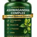 WONDER FAMILY Ashwagandha Complex Cortisol Reducer 800mg with GABA, L-Theanine & B6 400mg Ashwagandha per Day - Adaptogenic Support for Calm, Focus & Mood 60 Capsules Lab-Tested