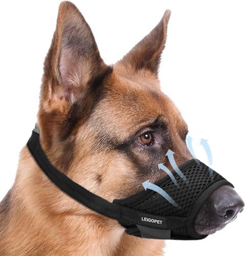 Dog Muzzle, Soft Nylon Muzzles for Small Medium Large Sized Dogs to Anti & Prevent Biting Barking Chewing, Pet Mouth Guard for German Shepherd with Adjustable Strap, Allows Panting Drinking (Black,M)