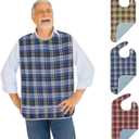 Modaliv 3-Pack Adult Bibs Waterproof, Reusable Eating Aprons with Crumb Catcher, Machine Washable Clothing Protectors for Seniors, Elderly & Special Needs