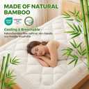 Waterproof Mattress Topper Queen - Extra Thick Breathable Bamboo Mattress Pad for Back Pain Relief, Up to 21 Inch Deep Pocket, Soft Cooling Cover for Hot Sleepers & Pets, Washable