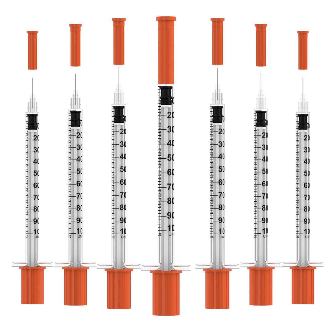 U-100 Disposable Syringes with Needle,1ml/cc,30G 5/16"(8mm) Needle,Individually Wrapped30 Pack