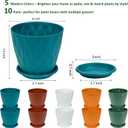 6 inch Plant Pots 10 Packs Thickened House Plant Pots Indoor Outdoor Flower Pots with Drainage Holes and Saucers (Multicolor)