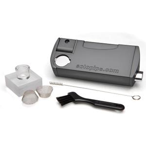 Solopipe Self Lighting Smoking Pipe with Glass Bowl & Refillable Lighter - One Handed Ignition & Adjustable Flame - Built In Glass Bowl Insert for Clean Flavor - Portable & Discreet - Gun Metal (Pack of 1)