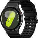 Sport Band for Samsung Galaxy Watch 7 5 4 6 FE 44mm 40mm/for Galaxy Watch 6/4 Classic 47mm 43mm 46mm 42mm/Watch 5 Pro 45mm, No Gap Breathable Soft Silicone Strap 20mm Replacement Men Women, Black