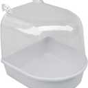 Plastic Bird Bathtub, Hanging Bird Bath Cage Transparent Bird Cleaning Box Parrot Bathing Cage, Cage Accessories Bird Supplies(White)