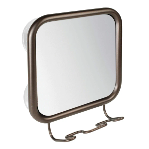 iDesign Neo Steel Shower Suction Shaving Center with Mirror - 2" x 5.9" x 9", Bronze