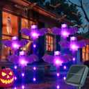 Halloween Decorations Outdoor Solar Bat Garden Lights,6 Pack 56LED Solar Halloween Bats Lights, Waterproof Solar Pathway Lights for Outside Patio Yard Lawn Grave Party Gifts Decor Purple