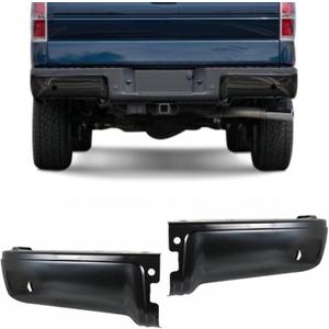 Black Steel Rear Bumper End Pair Replacement for 2009-2014 F150 with Park Assist Sensor Holes FO1102373