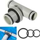 Pool Hose Connectors and Fittings with Double Waterproof Ring, Pool Hose T Splitter 1.5 to 1.25 for Swimming Pool Vacuums, Cleaners or Filter Pump Hoses (1.5 to 1.25-3 interfaces)