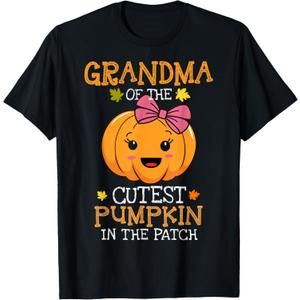Grandma Of The Cutest Pumpkin In The Patch Halloween Womens T-Shirt, S