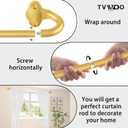 TVWOO Gold Wrap Around Curtain Rods:5/8" Small Blackout Adjustable Window Curtain Rod for Bedroom Kitchen Apartment Renter Friendly,Room Darkening Curved Drapery Rods Easy Install,Brass Golden 48-90"