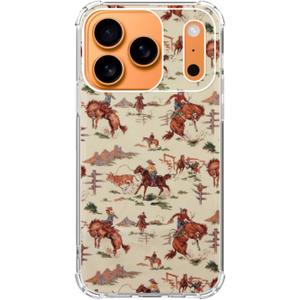 Vintage Cowboy Phone Case for iPhone 17 Pro, Western Horse Cover for iPhone 17 Pro, Soft TPU Bumper Cover Case