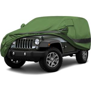 Heavy Duty Outdoor Car Cover Compatible with Jeep Wrangler 2 Door,Waterproof All Weather for Automobiles, Outdoor Full Cover Rain Sun UV Protection with Zipper Cotton