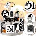 Jetec Halloween Tiered Tray Decorations Wooden Ghost Halloween Coffee Bar Decor Fall Tray Decor Set Farmhouse Rustic Boo Wooden Signs for Home Table Houseroom,12 Pcs