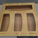 Bamboo Food Bag Storage Organizer for Kitchen Drawer, Baggie Holder for Solimo, Glad, Hefty Gallon, Quart, Sandwich and Snack Variety Size Bags (1 Box 4 Slots)