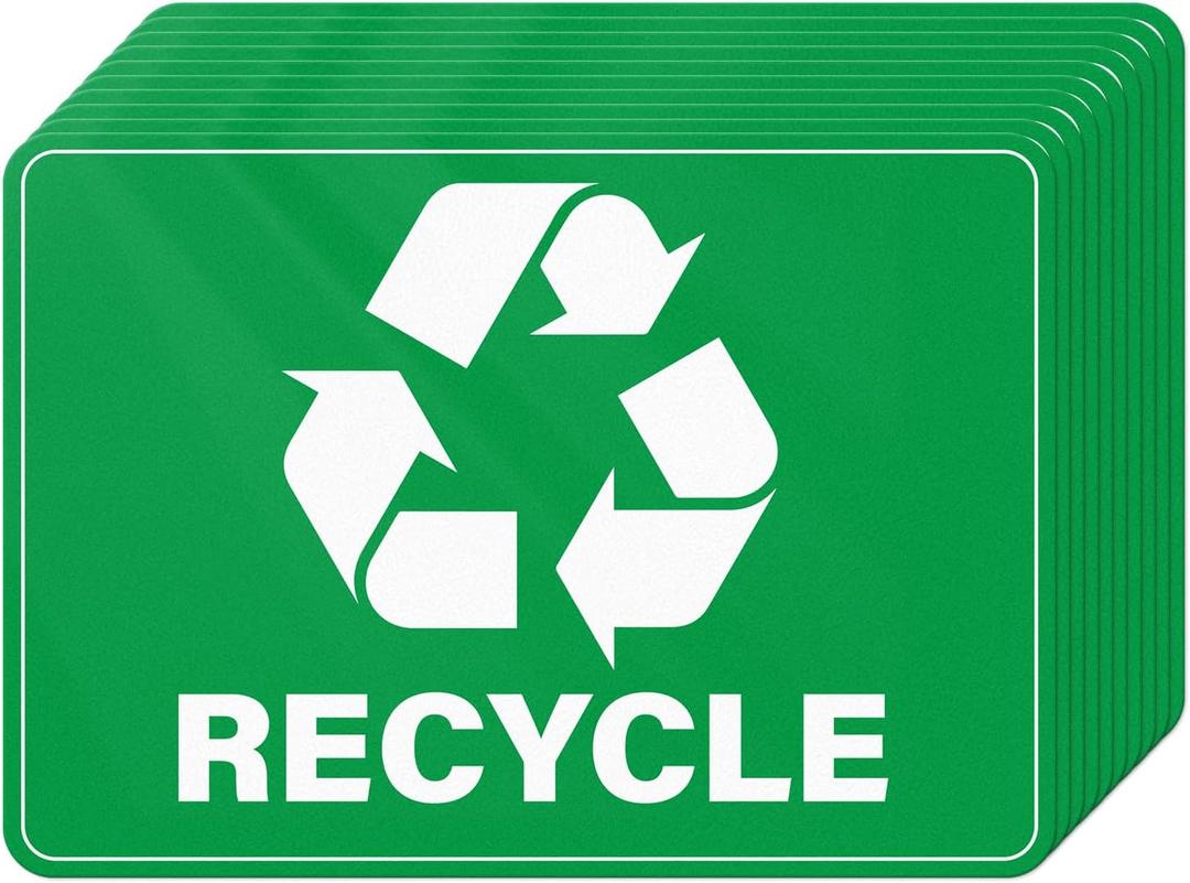 10 Pack Recycle Stickers 107 Inches Vinyl Green Weatherproof Self Adhesive Sign for Trash Cans Waste Bins Home Business