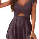 Aleumdr Women's One Piece Swimsuit Ruffle Cutout Swimdress Tummy Control V Neck Wrap Swimwear (X-Large, Coffee)