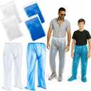 Geyoga 8 Pcs Disposable Rain Pants with Shoe Boot Waterproof Long Pant Boot Covers for Adults Teens Outdoor Cycling Fishing (Large, White,blue)