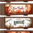 Christmas/Halloween/Thanksgiving/Easter Pattern Slides for Amber 3D Light Box, 12"x4" Holiday Home Decor Lamp with Interchangeable Acrylic Panels, Festival Decorations Gifts (Acrylic Inserts Only)