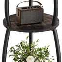 Small Round Side Table, 3-Tier End Table with Storage Shelf, Slim Sofa Table Coffee Table, Sturdy & Easy Assemble Nightstand for Small Spaces, Living Room Bedroom Corner, Oak Dark