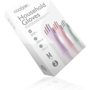 COOLJOB 3 Pairs Colorful Household Gloves with Cotton Liner & Non-slip Grip, Water Resistant Reusable Dish Washing Rubber Gloves for Kitchen & Bathroom Cleaning, Medium