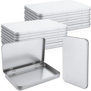 10Pcs Rectangular Metal Hinged Tin Box with Lid 7x 4.2x 0.6Empty Metal Tins Box with Lids Portable Storage Containers for Home Storage Watercolor Pen Eraser Pill Jewelry Candy Craft Organize