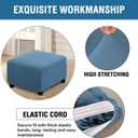 H.VERSAILTEX Square Ottoman Covers Ottoman Slipcovers Folding Storage Stool Furniture Protector Form Fit with Elastic Bottom, Stretch High Spandex Small Checks Jacquard Fabric(Large,Dusty Blue)