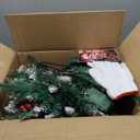 Christmas Planter Filler with Lights, Pre-Lit Faux Holiday Planters Battery Operated Christmas Pot Filler with Multi-Color LED Lights for Outdoor Porch & Pathway, Set of 2 Christmas Decor