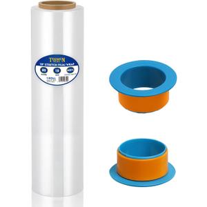 1-Pack 18" Stretch Wrap Rolls - 80 Gauge Industrial Strength Clear Film, 1200ft Length with Plastic Handle Option - Heavy Duty Self-Adhering for Moving, Shipping, Pallet Packing